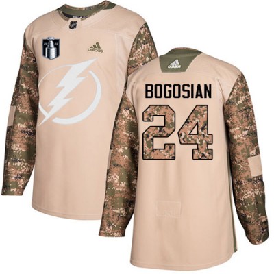 Adidas Tampa Bay Lightning #24 Zach Bogosian Camo Authentic 2022 Stanley Cup Final Patch Veterans Day Stitched NHL Jersey